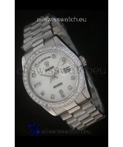 Rolex Day Date Just Japanese Replica Silver White Watch