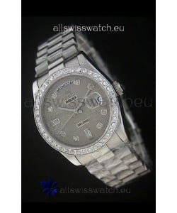 Rolex Day Date Just Japanese Replica Watch in Printed Grey Dial