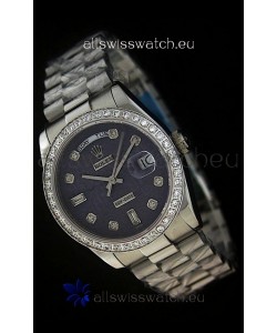 Rolex Day Date Just Japanese Replica Watch in Printed Purple Dial