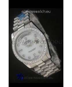 Rolex Day Date Just Japanese Replica Watch in White Dial
