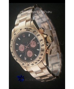 Rolex Daytona Cosmograph Swiss Replica Yellow Gold Watch in Black Dial