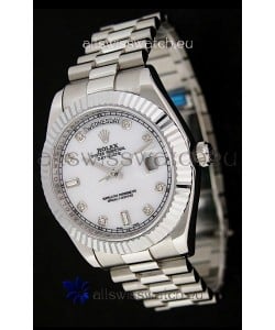 Rolex Oyster Perpetual Day Date Japanese Replica Watch in White Mother of Pearl Dial