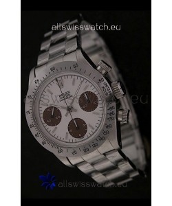 Rolex Daytona Oyster Perpetual Swiss Replica Steel Watch in White Dial