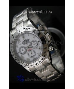 Rolex Daytona Japanese Replica Steel Watch in White Dial