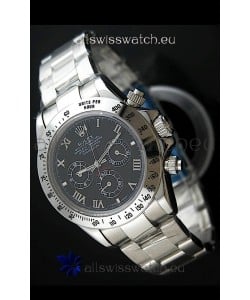 Rolex Daytona Japanese Replica Steel Watch in Black Dial