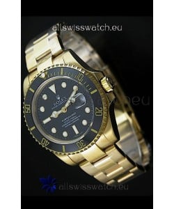 Rolex Submariner Japanese Gold Watch in Black Dial with Ceramic Bezel