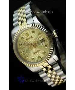 Rolex Replica Datejust Mens Swiss Watch in Gold Dial - 41MM