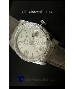 Rolex Replica Datejust Swiss Replica Watch - 37MM - Grey Dial/Strap