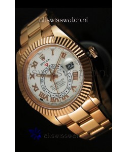 Rolex Sky-Dweller 18K Rose Gold Watch in White Dial Roman Numerals