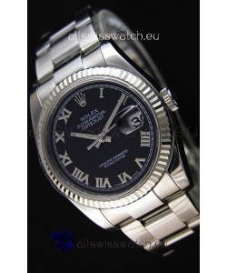 Rolex Datejust 36MM Cal.3135 Movement Swiss Replica Black Dial Oyster Strap - Ultimate 904L Steel Watch 