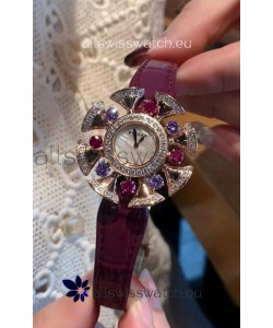 Bvlgari Divas's Dream Edition Watch in Rose Gold Casing - Diamonds Paved Bezel Swiss Replica