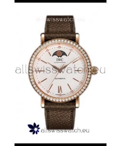 IWC Portofino IW6596 Automatic Moon Phase Rose Gold Casing Watch in White Dial 37MM