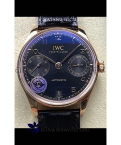 IWC Super Clone Portugieser Swiss 1:1 Mirror Replica Watch Rose Gold in Black Dial 