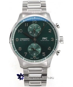 IWC Portuguese Chronograph Swiss Replica Watch in Steel Case Green Dial - 1:1 Mirror Replica Edition
