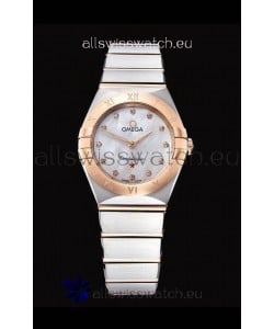 Omega Constellation Ladies Swiss Quartz 1:1 Mirror Replica - Two Tone Casing in White Pearl Dial