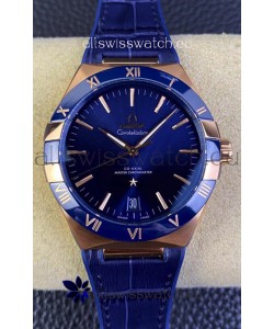 Omega Co-Axial Constellation 41MM Rose Gold 904L Steel - Blue Dial 1:1 Mirror Replica Watch
