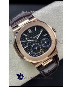 Patek Philippe Nautilus 5712/R 1:1 Quality Swiss Replica Watch in Brown Dial Leather Strap