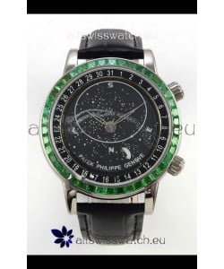 Patek Philippe Grand Complications 6102 Black Dial Green Diamonds Swiss Replica Watch 