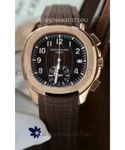 Patek Philippe Aquanaut Super Clone 5968 Chronograph Rose Gold Casing Brown Dial Watch 