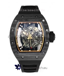 Richard Mille RM055 Black Carbon Casing Black Rubber 1:1 Superclone Genuine Tourbillon Watch 