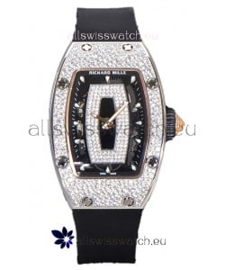 Richard Mille RM007 Diamonds Paved Black Dial 904L Steel Superclone Swiss Watch