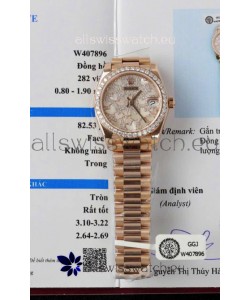 Rolex Datejust Super Clone Mossanites Butterfly Dial 31MM Rose Gold Watch 