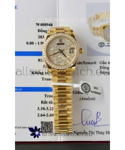 Rolex Datejust Super Clone Mossanites Butterfly Dial 31MM Yellow Gold Watch 