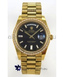 Rolex Day Date Super Clone Black Dial 40MM 220 Grams Swiss Replica watch 