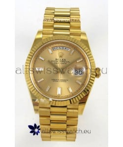 Rolex Day Date Super Clone Gold Dial 40MM 220 Grams Swiss Replica watch 