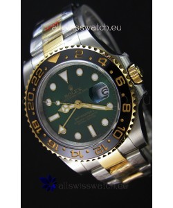 Rolex GMT Masters II Two Tone Yellow Gold Watch with Green Dial 