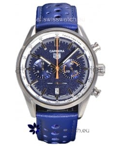 Tag Heuer Carrera Chronograph 43 Swiss Quartz Replica Watch Blue Dial Leather Strap