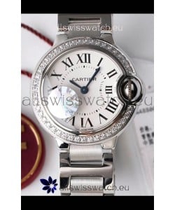 Ballon De Cartier Swiss Quartz 1:1 Mirror Quality 28MM in Steel Casing White Dial 