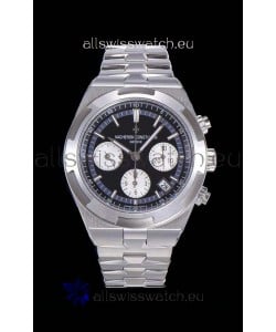 Vacheron Constantin Overseas Chronograph Black Dial Swiss Replica Watch - Stainless Steel Strap