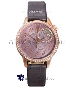 Vacheron Constantin Egerie Muse Moonphase Rose Gold Casing in Brown Dial Swiss Replica