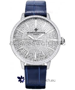 Vacheron Constantin Patrimony Self-Winding Jewellery Diamonds Paved Dial in White Gold Plating