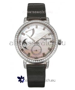 Vacheron Constantin Traditionelle Moon Phase Mother of Pearl Dial in Steel Case Swiss Replica
