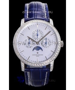 Vacheron Constantin Patrimony Perpetual Calendar Ultra-Thin White Gold Light Blue Dial Swiss Replica