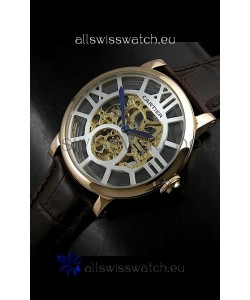 Cartier Ronde de Japanese Replica Watch in Skelton Gold Dial
