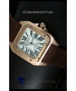 Cartier Santos 100 1:1 Mirror Replica Rose Gold Watch 42MM