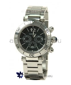 Cartier Pasha Seatimer Swiss Replica Automatic Watch in Black Dial
