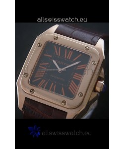 Cartier Santos 100 Swiss Replica Watch in Black Dial