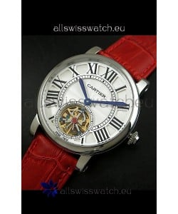 Cartier Ronde de Tourbillon Japanese Replica Watch in Red Strap