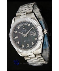Rolex Oyster Perpetual Day Date Japanese Replica Watch in Black Mother of Pearl Dial