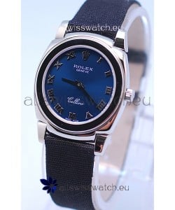 Rolex Cellini Cestello Ladies Swiss Watch in Blue Silver Face